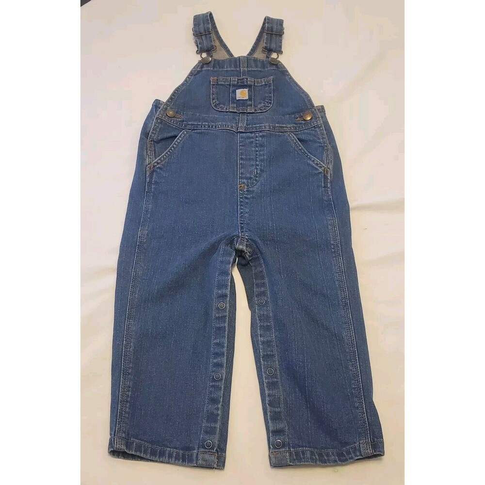 Carhartt Sz 24 Months Denim Overalls Toddler Snap Closure Farm Western EUC
